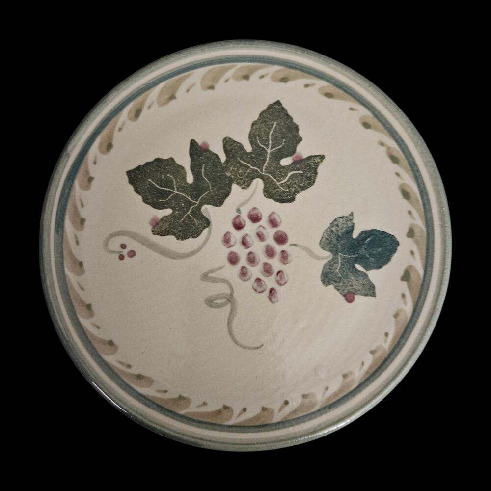 Vintage Grapevine Stoneware Trivet Plate 7.5 Inch Rustic Vineyard Decor